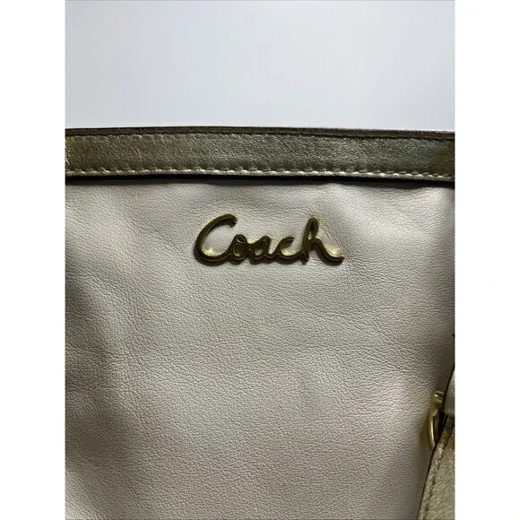 Coach Gallery Tote Shoulder Bag Cream With Gold Accents - Picture 7 of 10